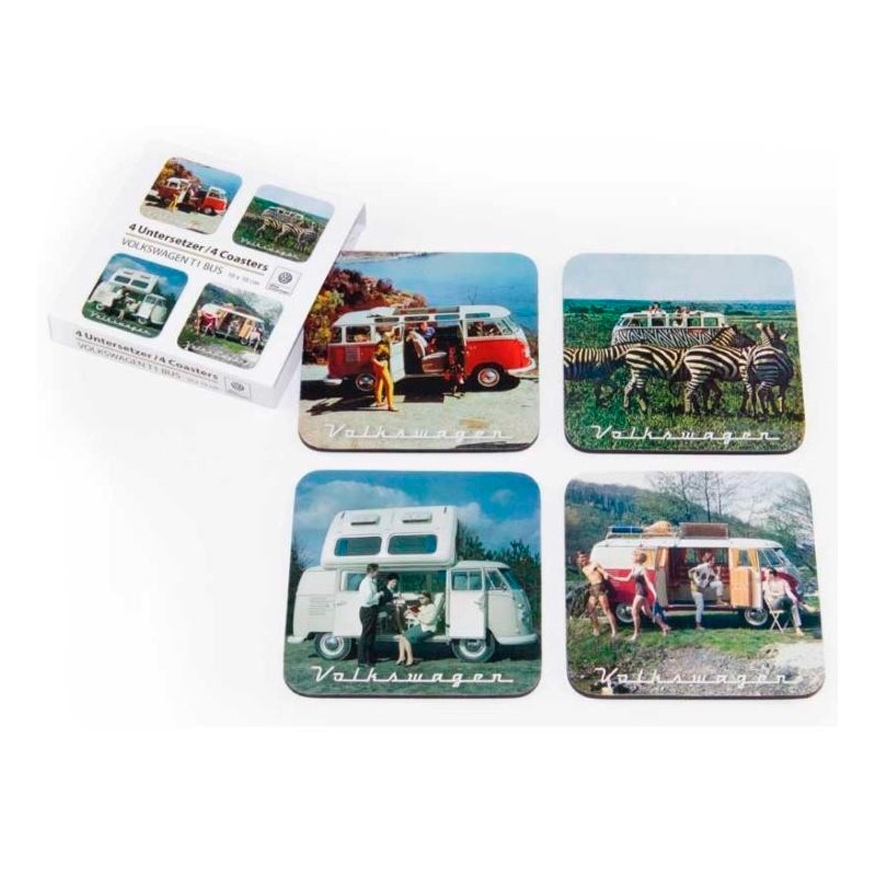 SET DE 4 POSAVASOS COLECCIÓN VW BULLI NOSTALGIA SET DE 4 POSAVASOS COLECCIÓN VW BULLI NOSTALGIA