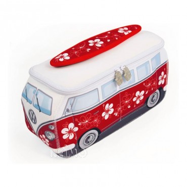 NECESER / BOLSO UNIVERSAL NEOPRENO VW COLLECTION FLORES ROJO Y BLANCO