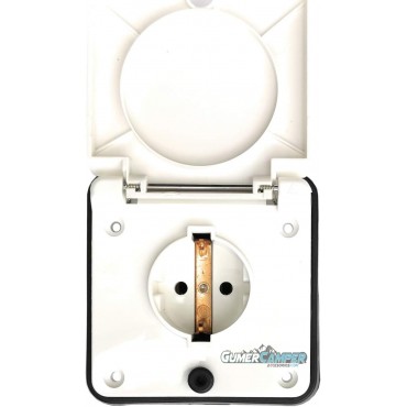 TOMA EXTERIOR BLANCA 230V CON TAPA