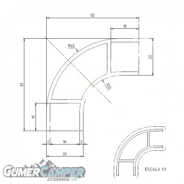 PERFIL ALUMINIO MUEBLES CAMPER ABIERTO 2.2m