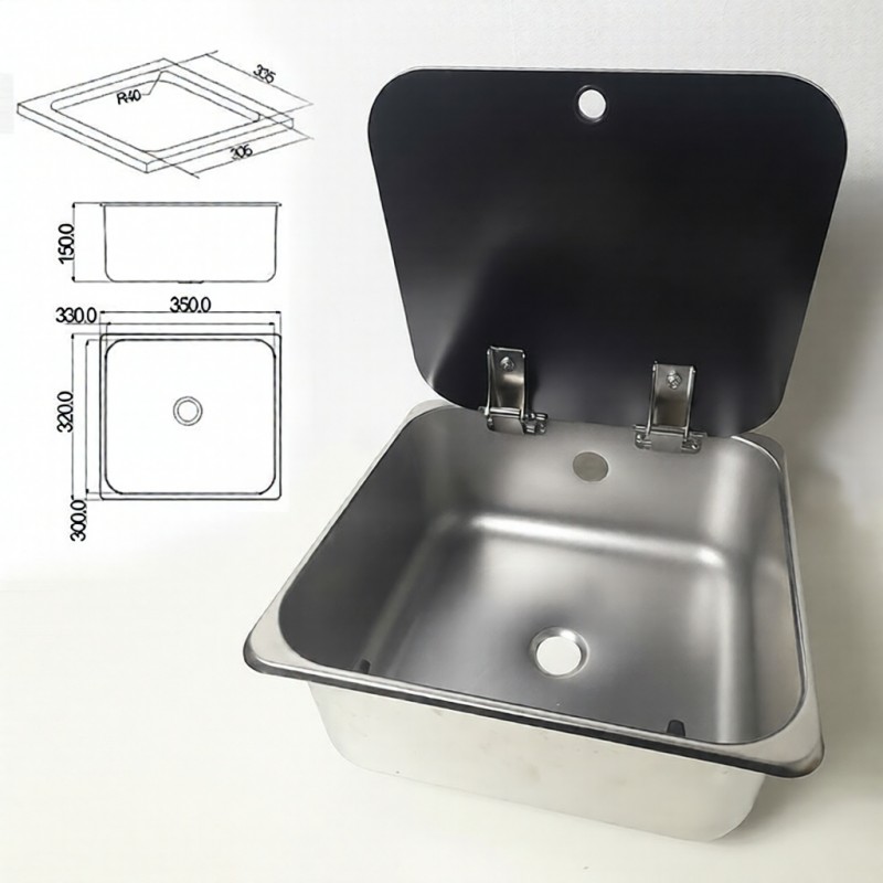 FREGADERO TAPA CRISTAL 350X320