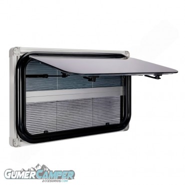 VENTANA ABATIBLE CAMPER CRISTAL DOBLE NEGRA