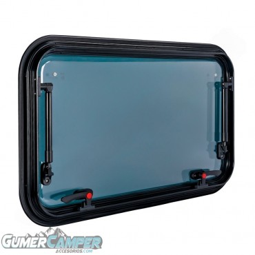 VENTANA ABATIBLE CAMPER CRISTAL DOBLE NEGRA