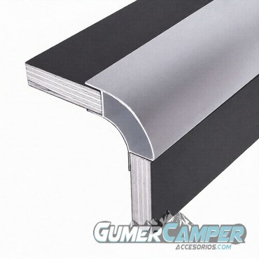 PERFIL ALUMINIO MUEBLES CAMPER ABIERTO CON BORDE 2 m