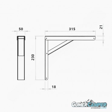 ESCUADRA PLEGABLE  31,5CM NEGRA