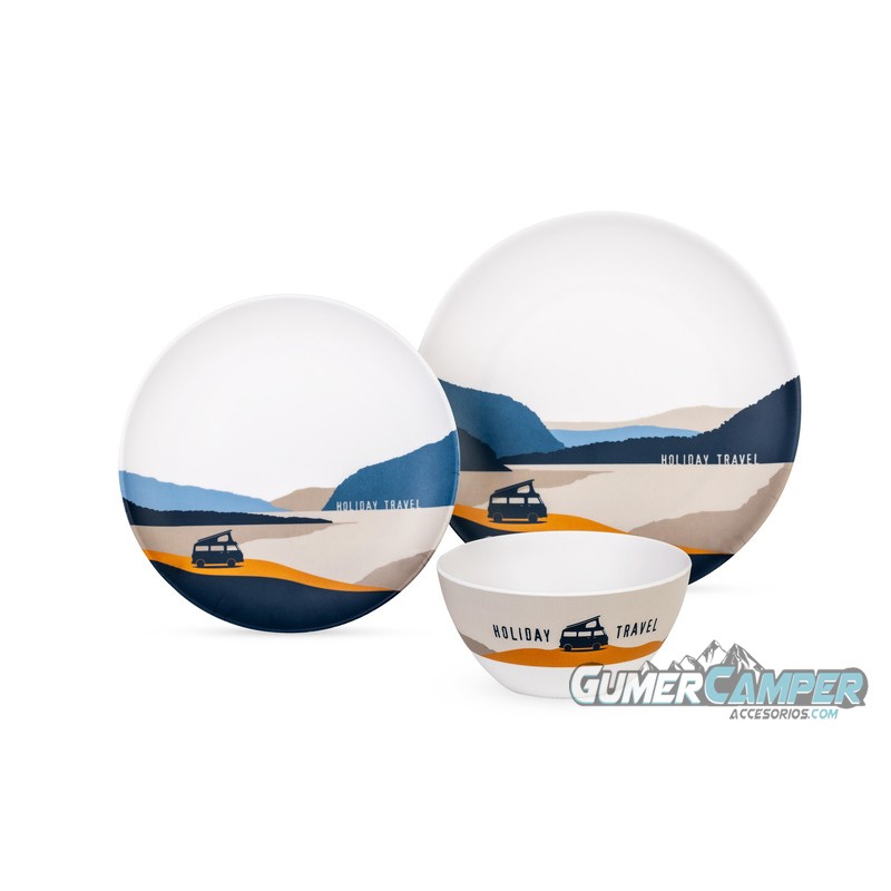 VAJILLA MELAMINA HOLIDAY TRAVEL SPIRIT 2 PERSONAS