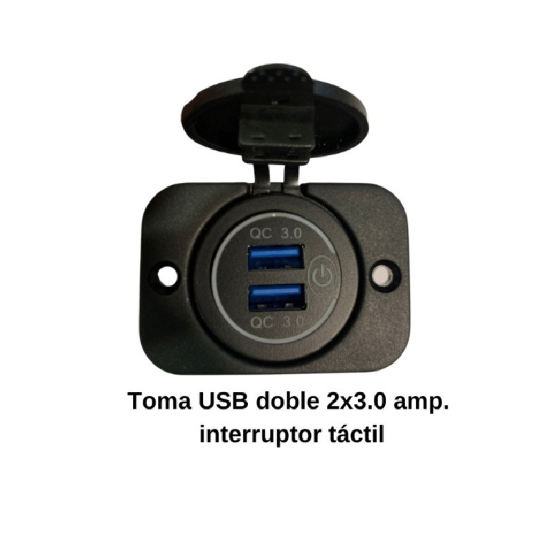TOMA USB DOBLE 3.0AH CON INTERRUPTOR TACTIL